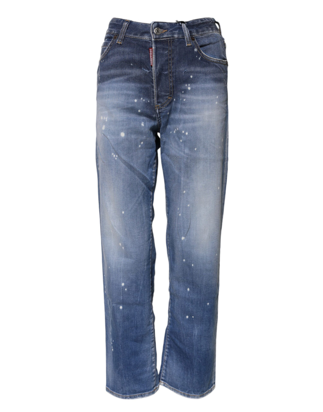 Dsquared² Blaue gewaschene Straight Jeans aus Baumwolle mit mittlerer Taille