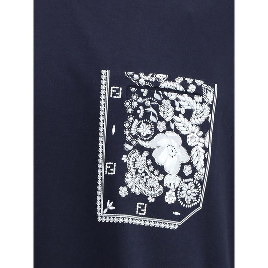 Fendi T-Shirt mit Tasche mit Bandana-Aufdruck