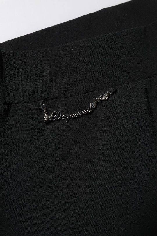 Dsquared² Schwarze Schlaghose mit hoher Taille aus Polyester