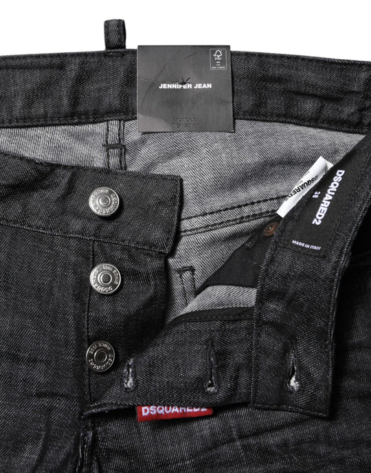 Dsquared² Schwarze Skinny Denim-Jeans aus Baumwolle mit niedriger Taille