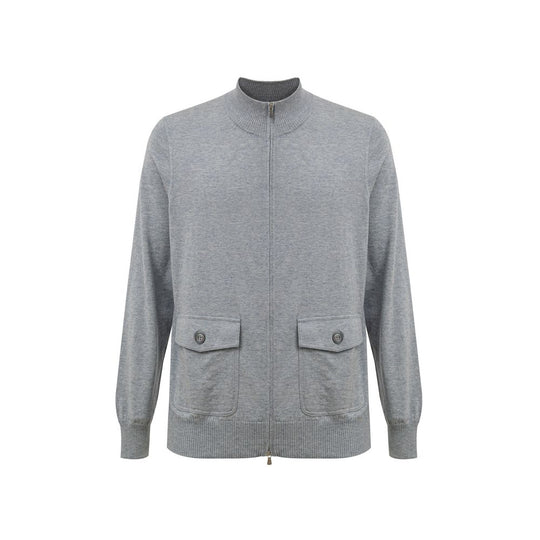 Gran Sasso Graue Baumwoll-Strickjacke