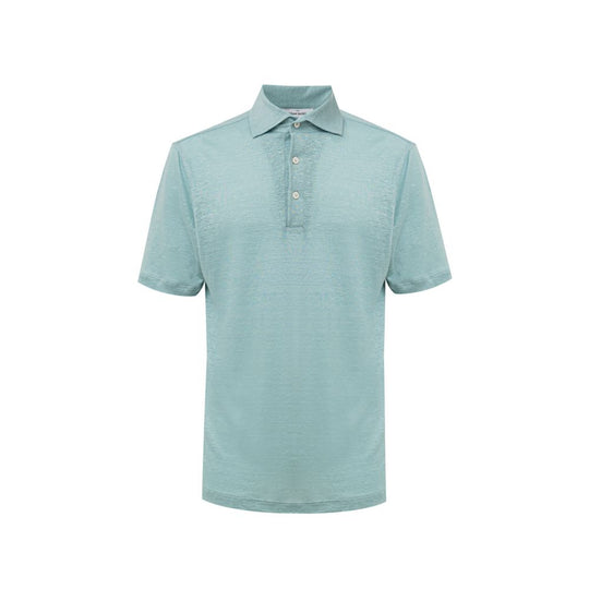 Gran Sasso Polohemd aus blauem Leinen