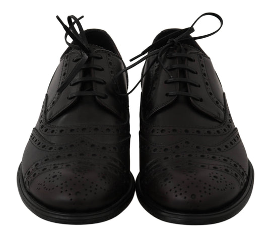 Dolce & Gabbana Elegante Bordeaux Wingtip Derby Schuhe - Léoré