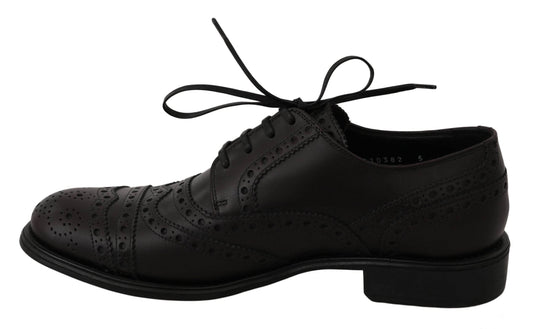 Dolce & Gabbana Elegante Bordeaux Wingtip Derby Schuhe - Léoré