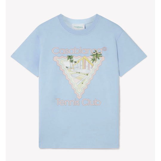 Casablanca T-Shirt aus blauer Baumwolle