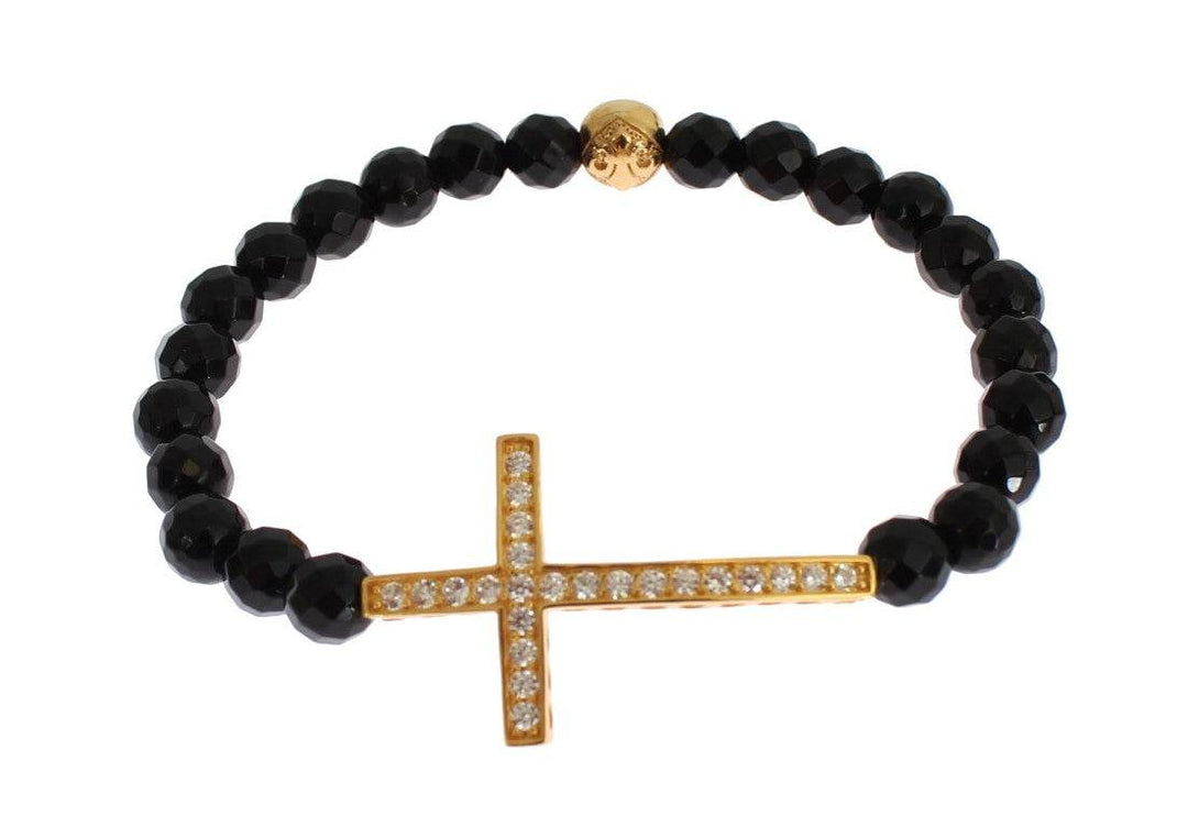 Nialaya Vergoldetes Sterling-Armband mit CZ-Diamant-Kreuz - Léoré