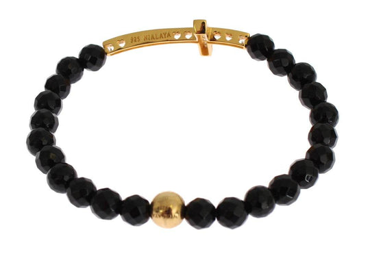 Nialaya Vergoldetes Sterling-Armband mit CZ-Diamant-Kreuz - Léoré