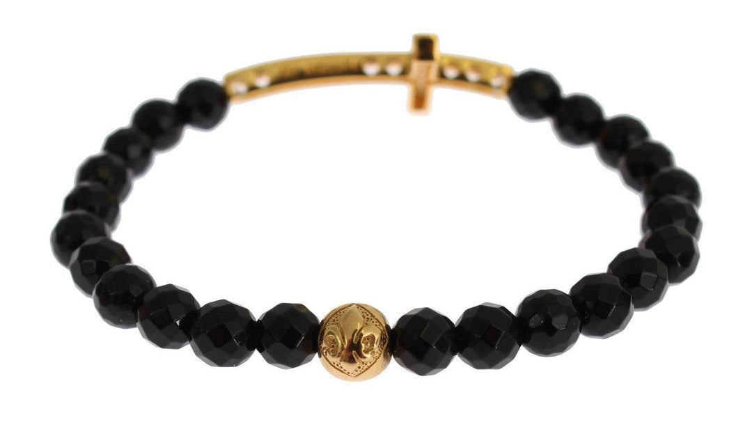 Nialaya Vergoldetes Sterling-Armband mit CZ-Diamant-Kreuz - Léoré