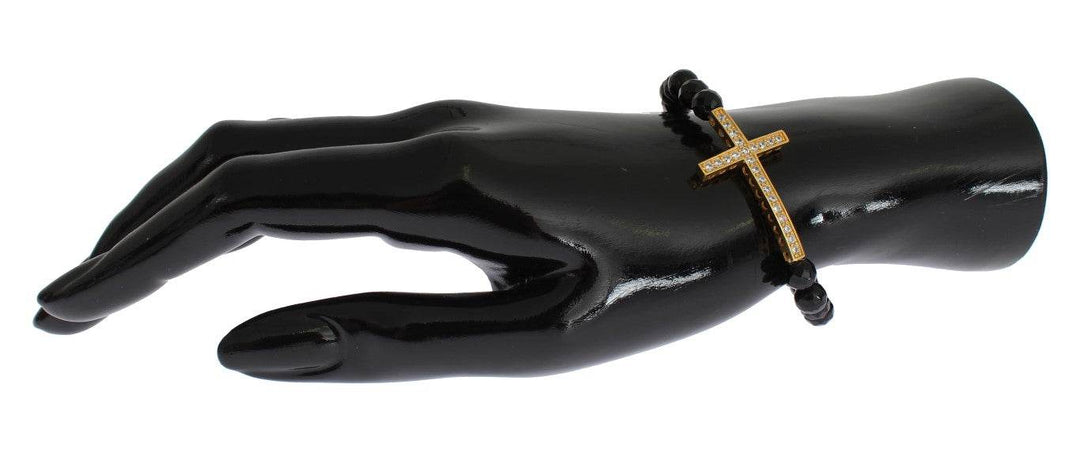 Nialaya Vergoldetes Sterling-Armband mit CZ-Diamant-Kreuz - Léoré