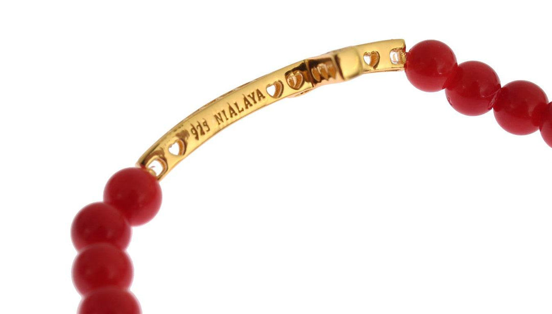Nialaya Elegantes Armband aus Gold und roten Korallenperlen - Léoré