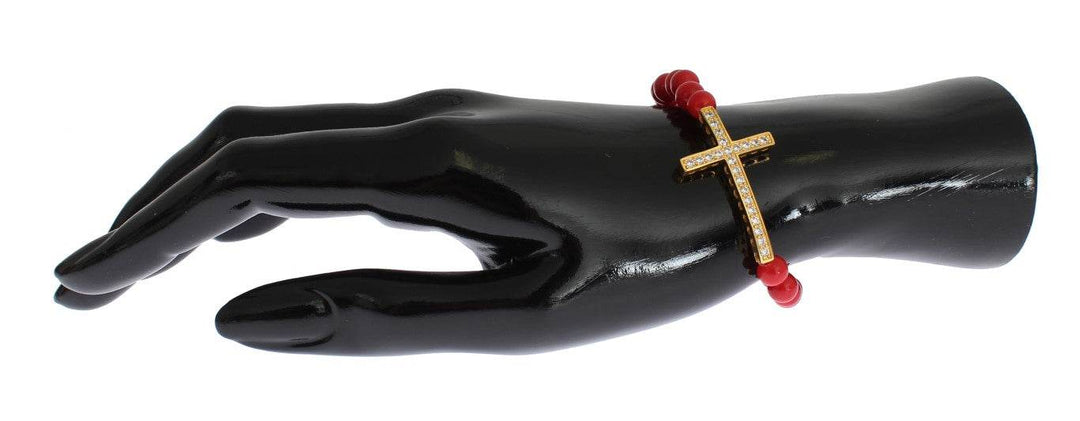 Nialaya Elegantes Armband aus Gold und roten Korallenperlen - Léoré