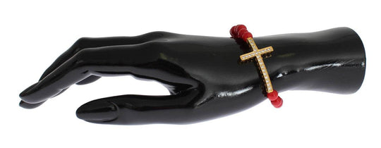 Nialaya Elegantes Armband aus Gold und roten Korallenperlen - Léoré
