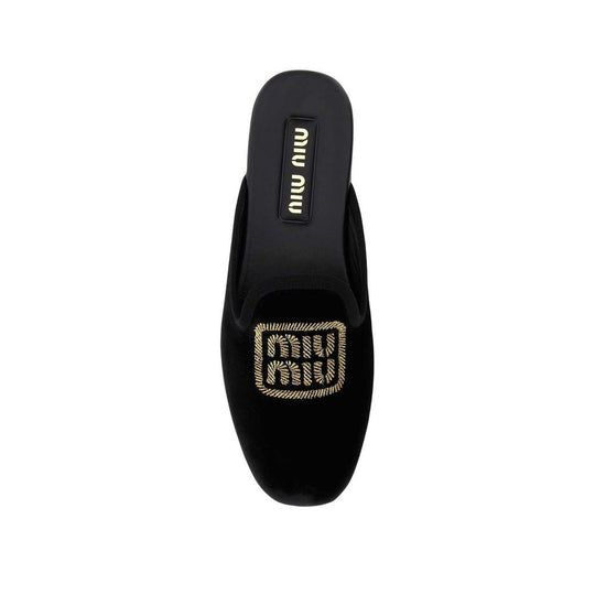 Miu Miu Pantoletten mit Logo-Stickerei