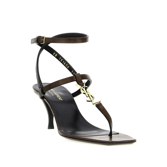 Saint Laurent Cassandra Flip-Flop-Sandalen aus Leder