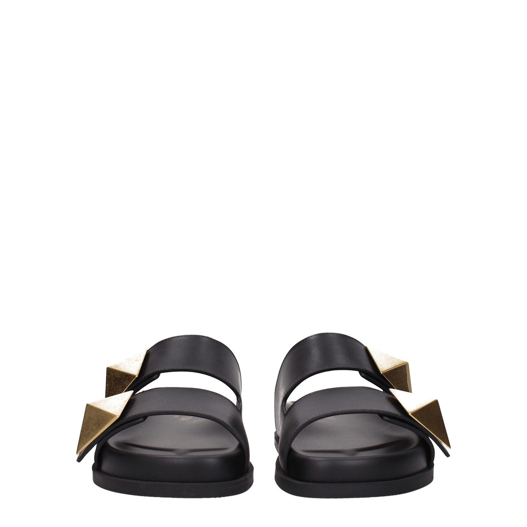 Valentino Garavani Schwarze Lederpantoffeln Sandalen