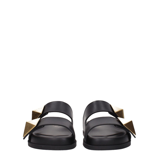 Valentino Garavani Schwarze Lederpantoffeln Sandalen