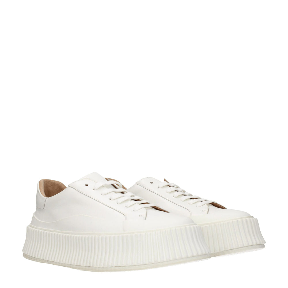 Jil Sander Weiße Leder Plateau Turnschuhe