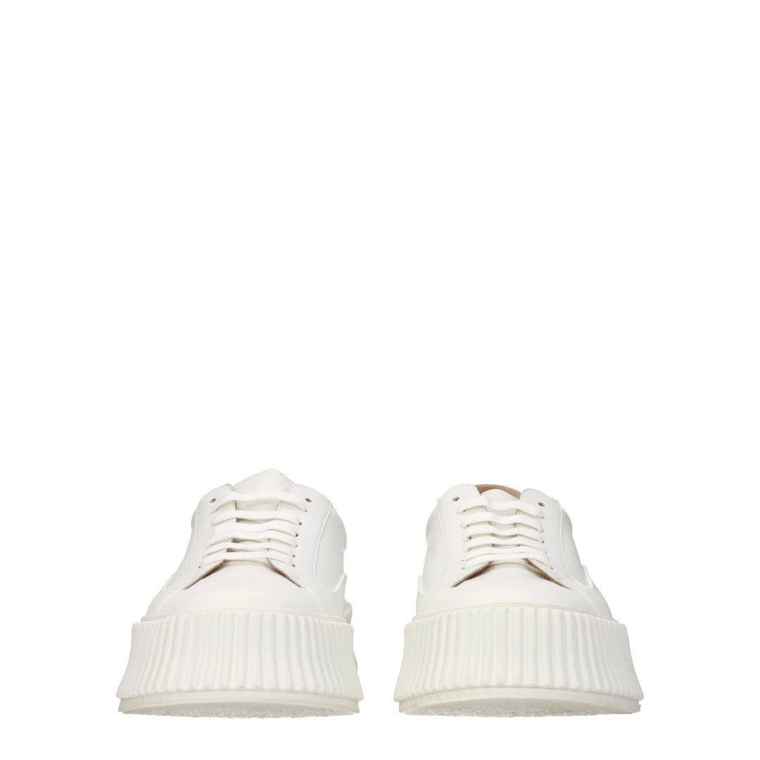 Jil Sander Weiße Leder Plateau Turnschuhe