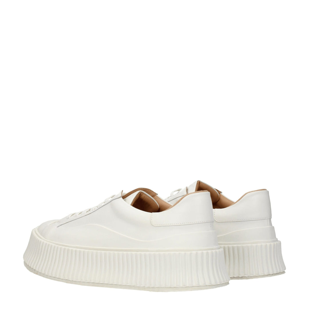 Jil Sander Weiße Leder Plateau Turnschuhe