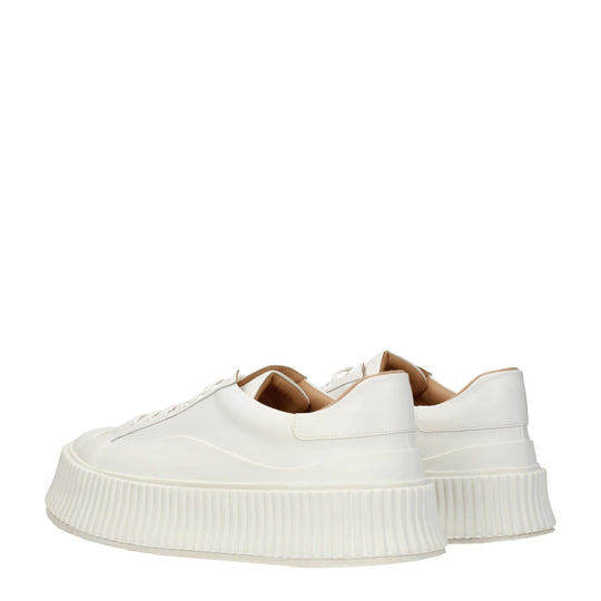 Jil Sander Weiße Leder Plateau Turnschuhe