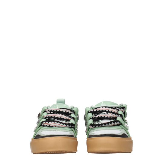Marcelo Burlon Grüne Leder-Low Tops