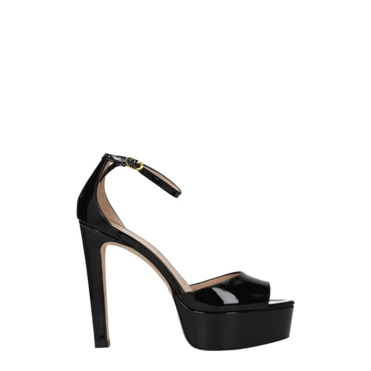 Stuart Weitzman Schwarze Leder-Plateaus