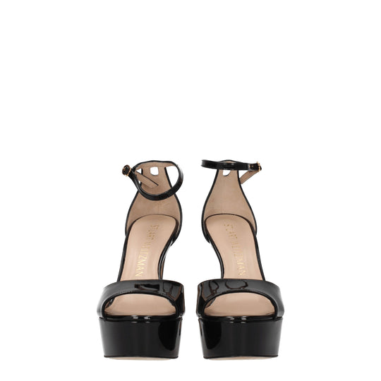 Stuart Weitzman Schwarze Leder-Plateaus