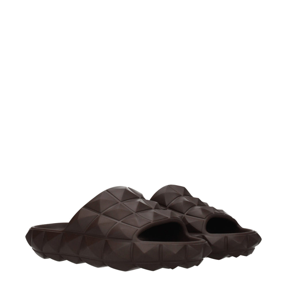 Valentino Garavani Braune Baumwollpantoffeln Sandalen