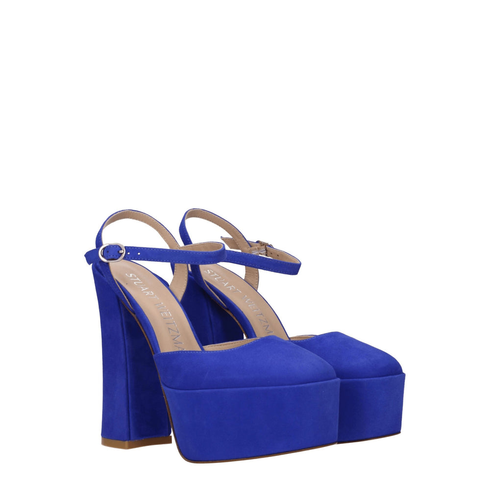 Stuart Weitzman Blaue Leder-Plateaus