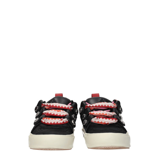 Marcelo Burlon Schwarze Leder Low Tops