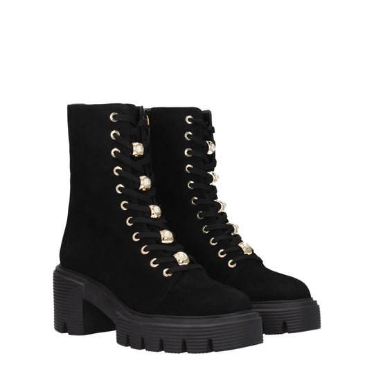 Stuart Weitzman Schwarze Lederstiefeletten