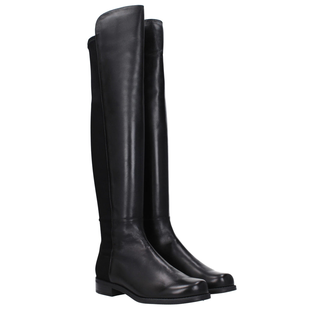 Stuart Weitzman Schwarzes Leder Over The Knee