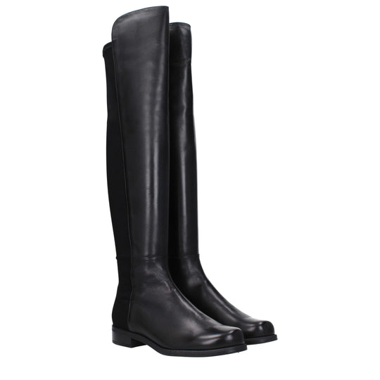 Stuart Weitzman Schwarzes Leder Over The Knee
