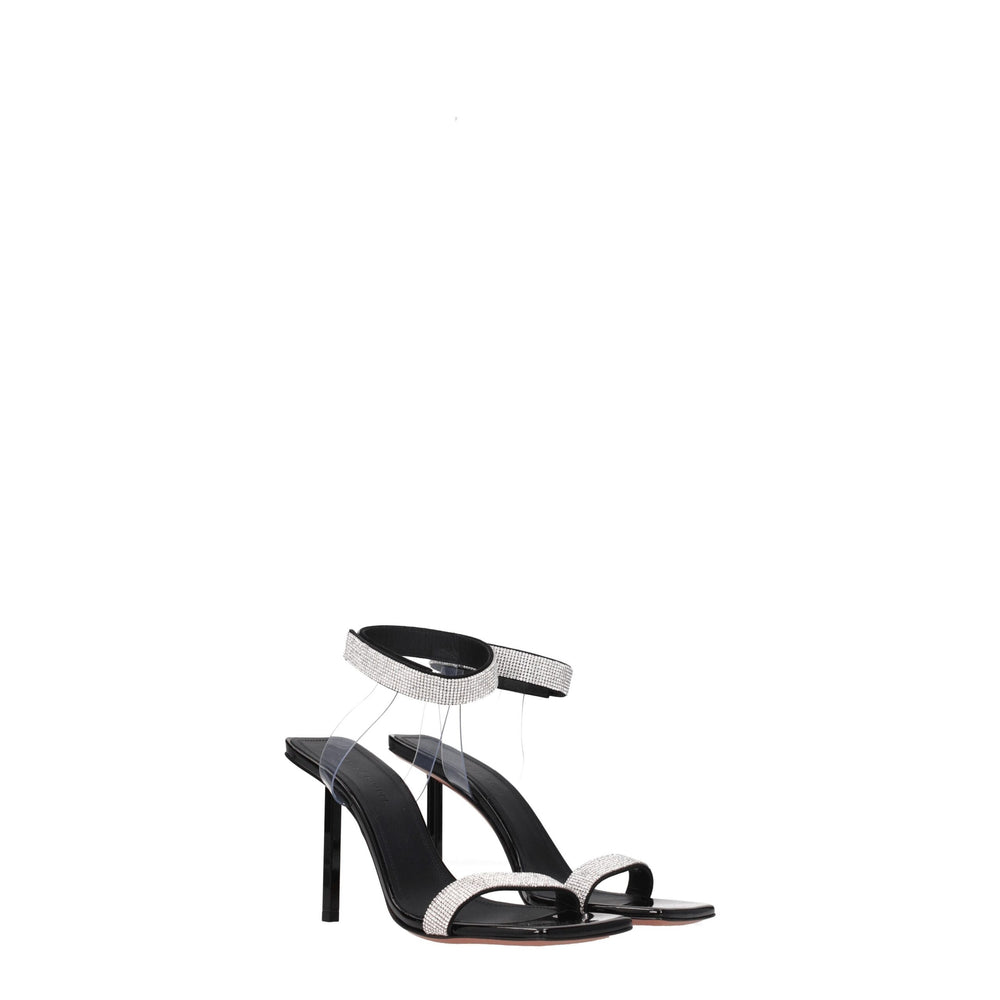 Amina Muaddi Schwarz Kristalle Stiletto Heels Sandalen