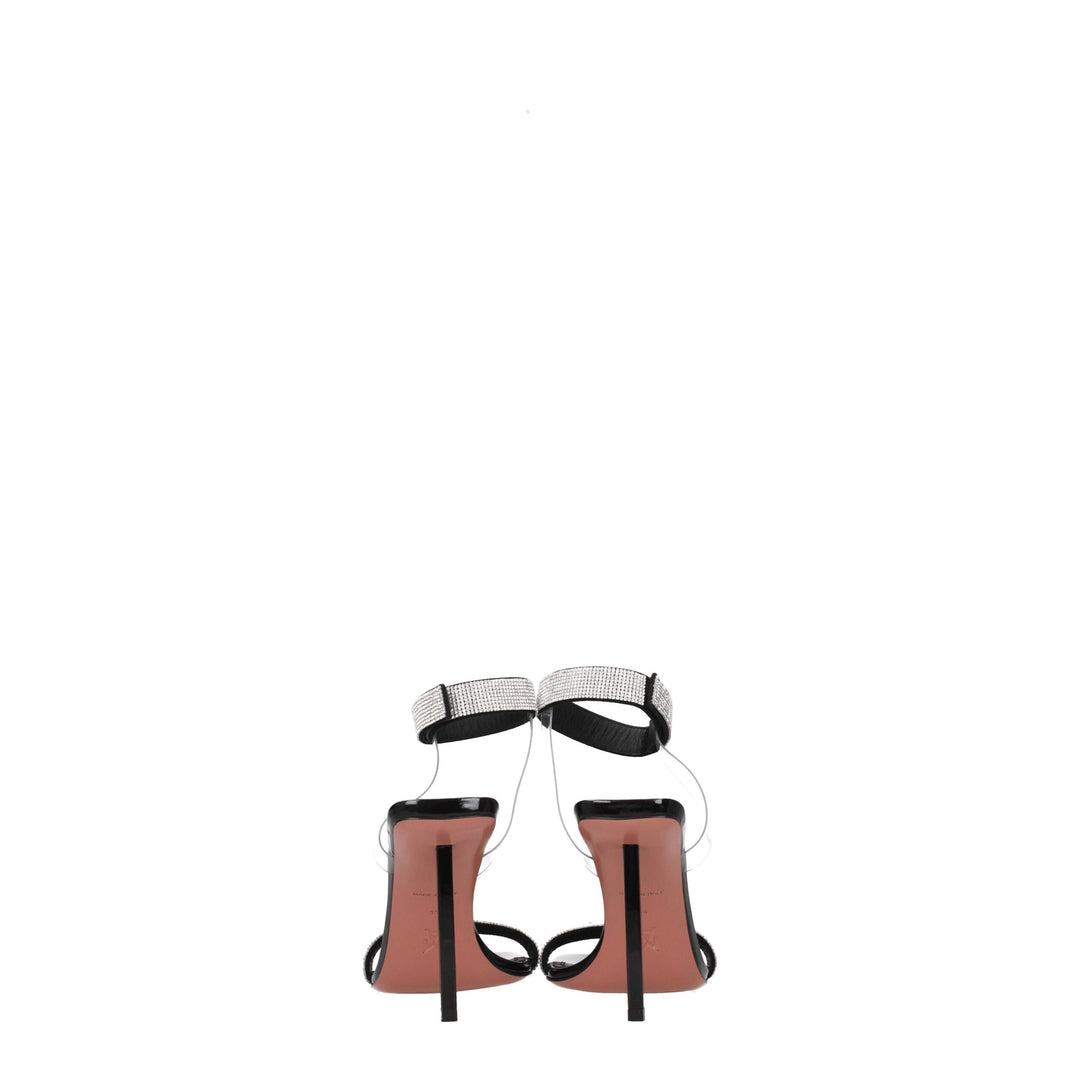 Amina Muaddi Schwarz Kristalle Stiletto Heels Sandalen