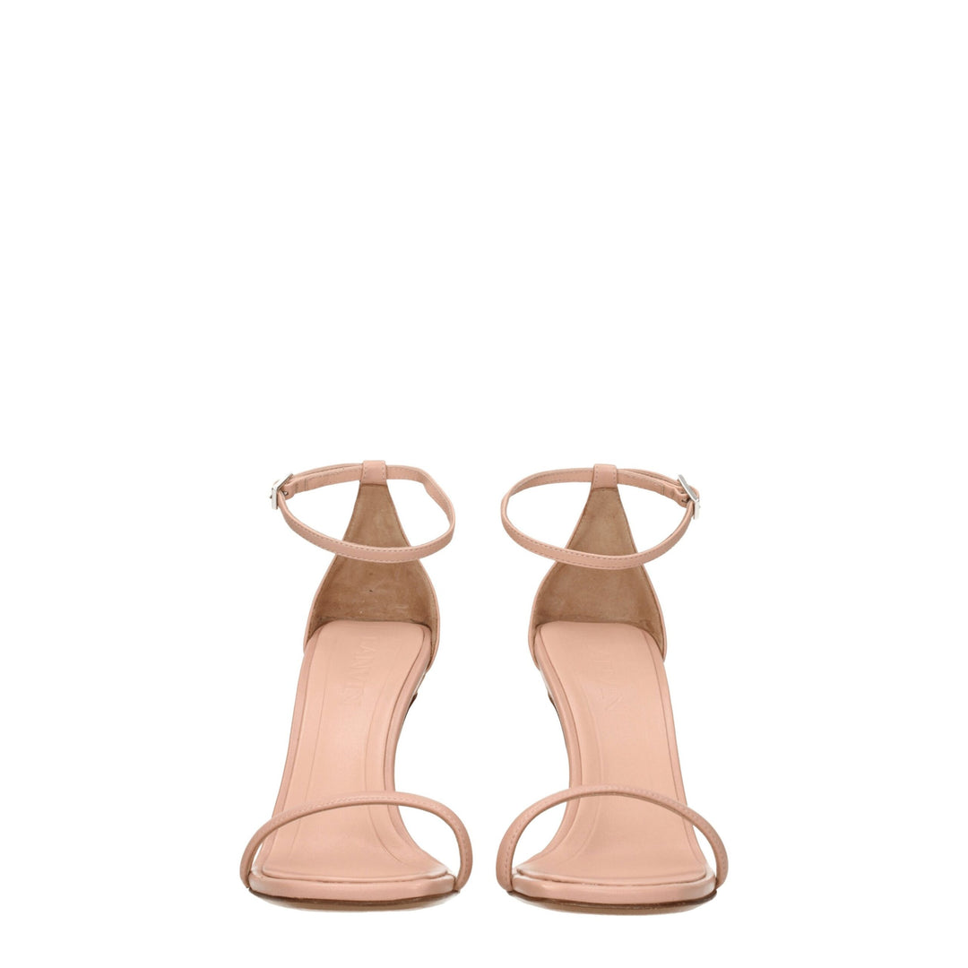 Lanvin Rosa Leder Stiletto Heels Sandalen