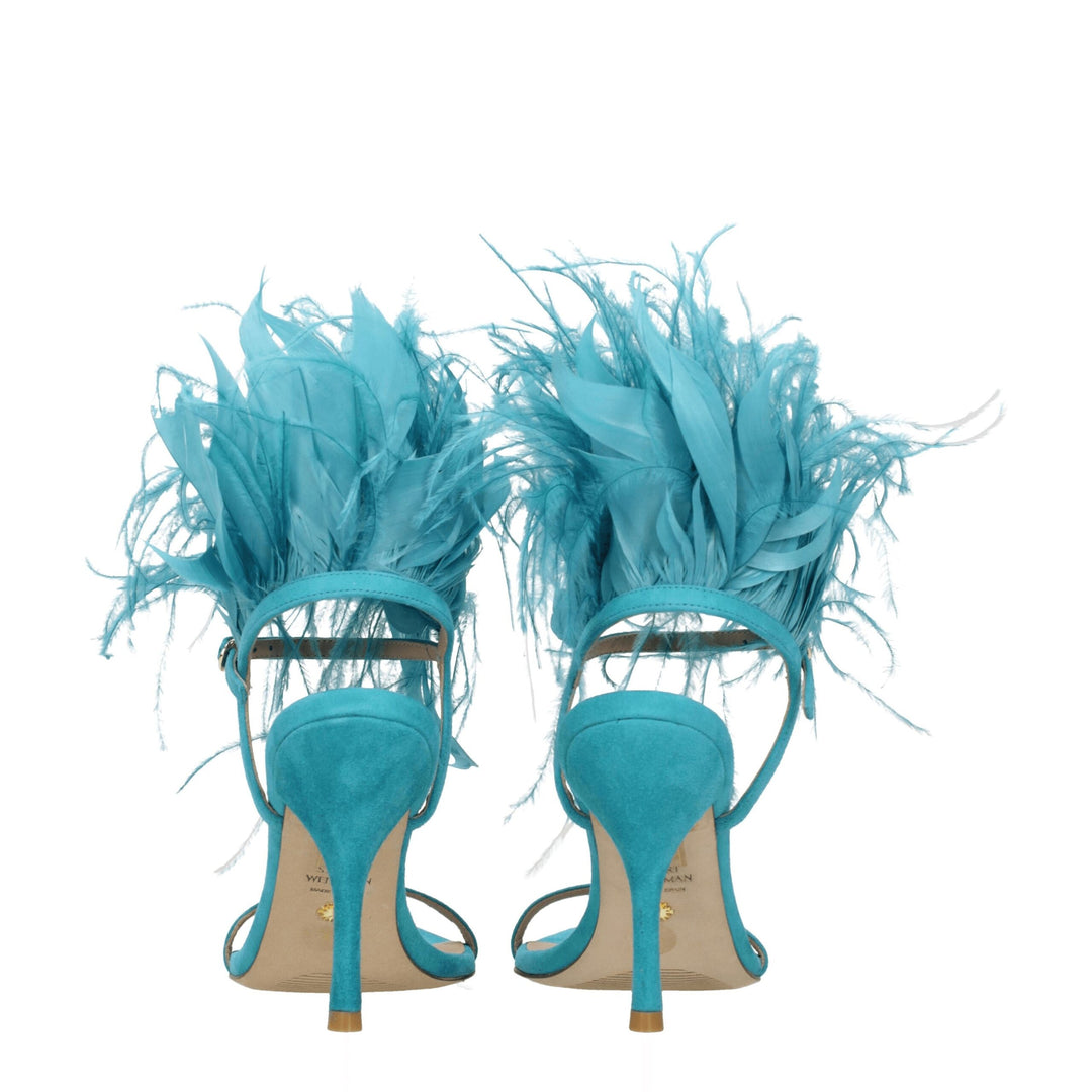 Stuart Weitzman Grüne Leder Stiletto Heels Sandalen