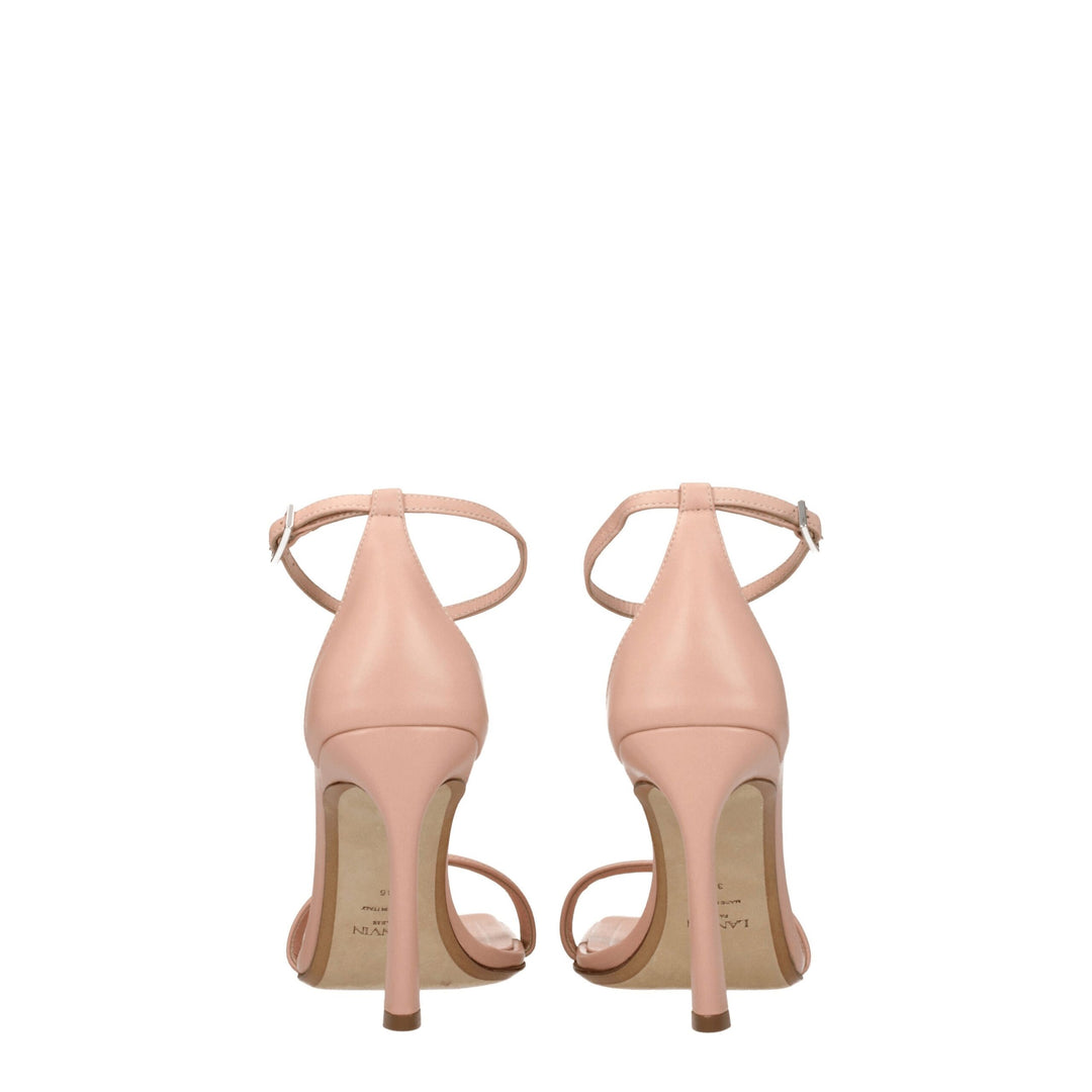 Lanvin Rosa Leder Stiletto Heels Sandalen