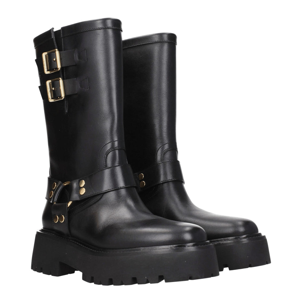 Celine Goldfarbene Lederstiefeletten