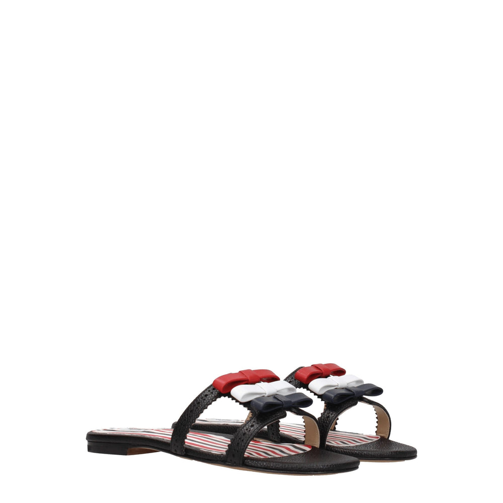 Thom Browne Schwarze Lederpantoffeln Sandalen