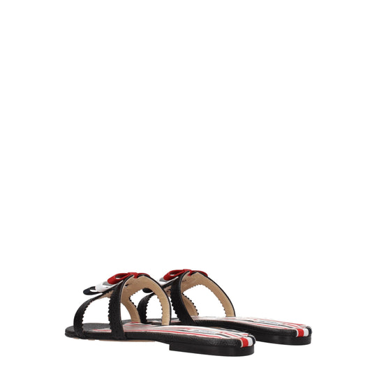 Thom Browne Schwarze Lederpantoffeln Sandalen