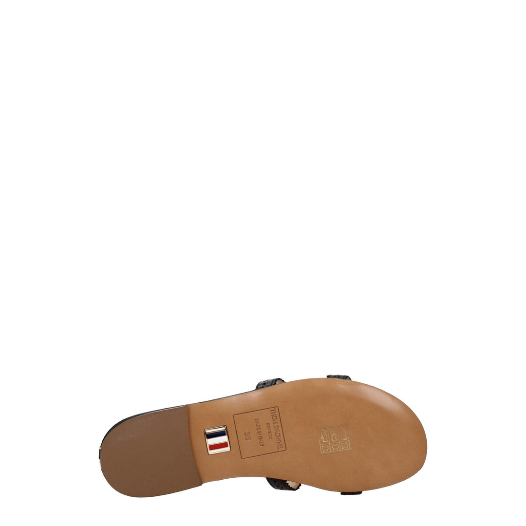 Thom Browne Schwarze Lederpantoffeln Sandalen