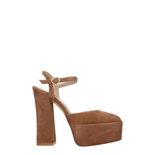 Stuart Weitzman Beige Leder Plateaus