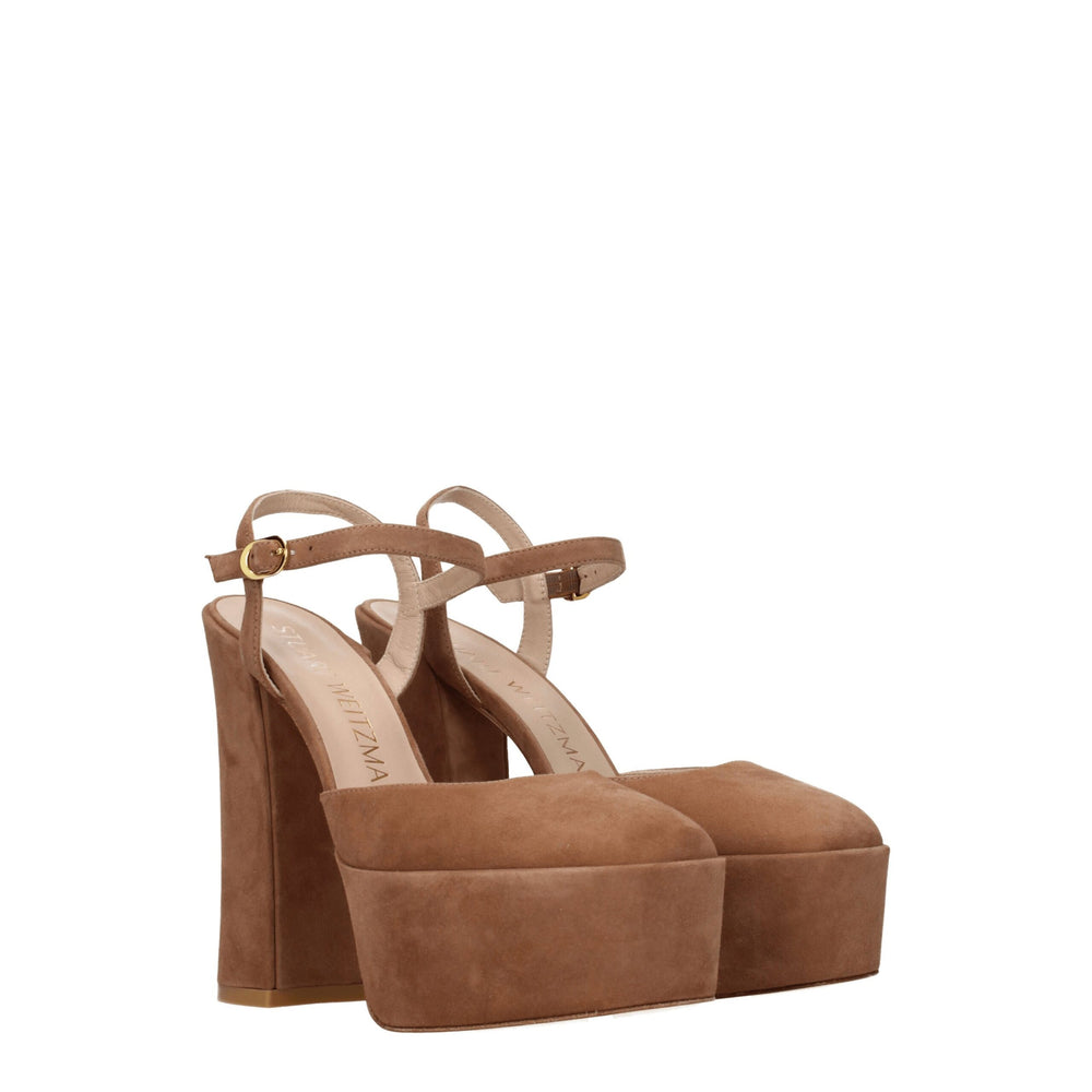 Stuart Weitzman Beige Leder Plateaus