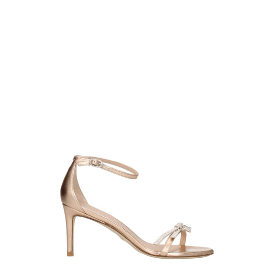 Stuart Weitzman Rosa Leder Stiletto Heels Sandalen