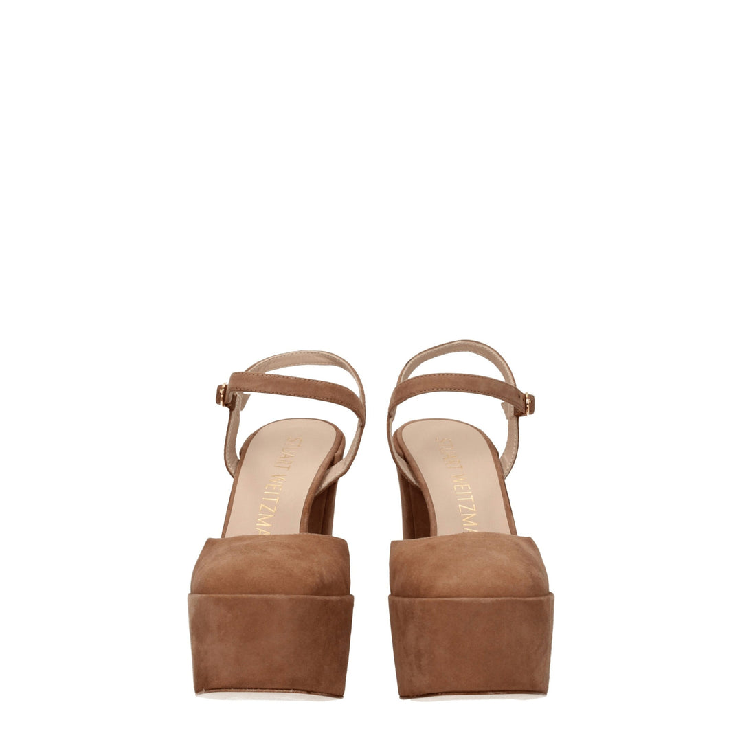 Stuart Weitzman Beige Leder Plateaus