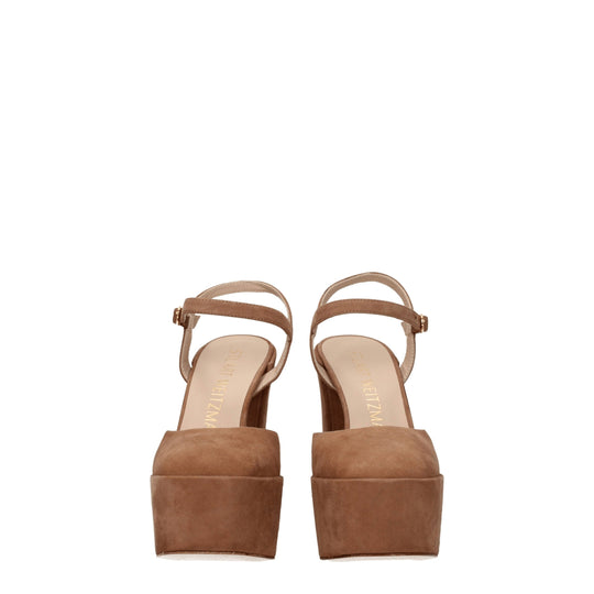 Stuart Weitzman Beige Leder Plateaus