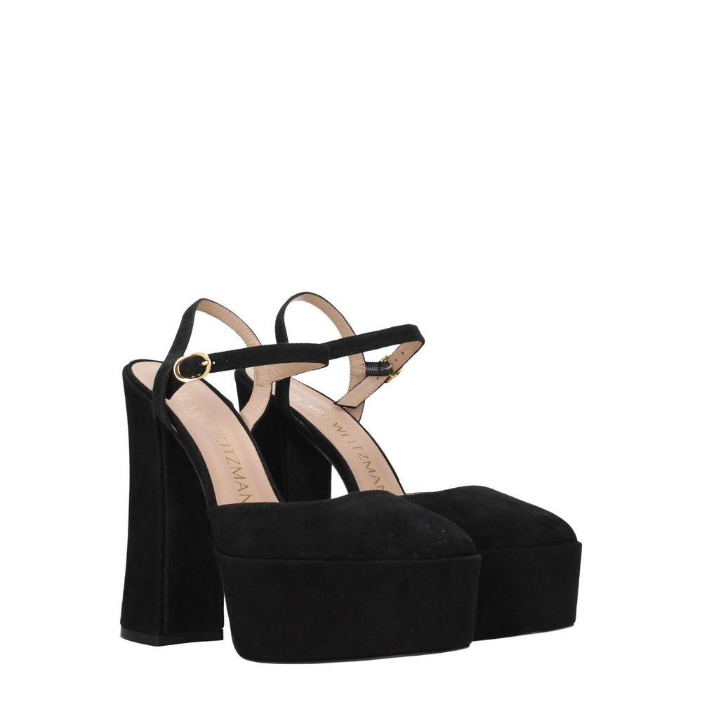 Stuart Weitzman Schwarze Leder-Plateaus