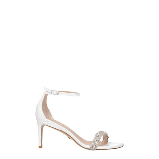Stuart Weitzman Weiße Leder Stiletto Heels Sandalen