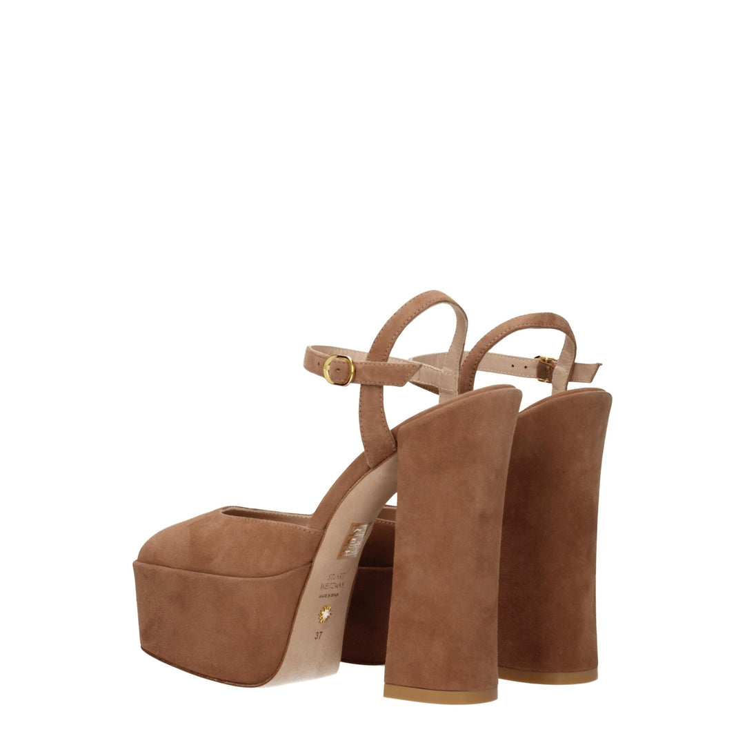 Stuart Weitzman Beige Leder Plateaus